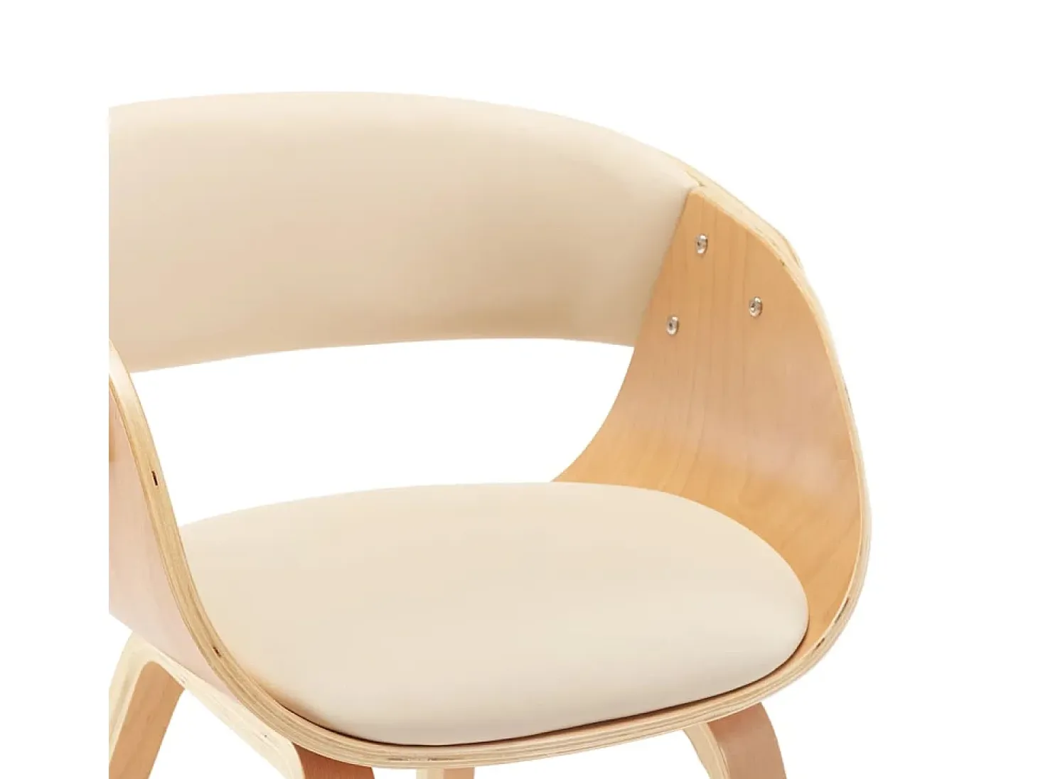 Silla de comedor madera curvada y cuero sintético crema