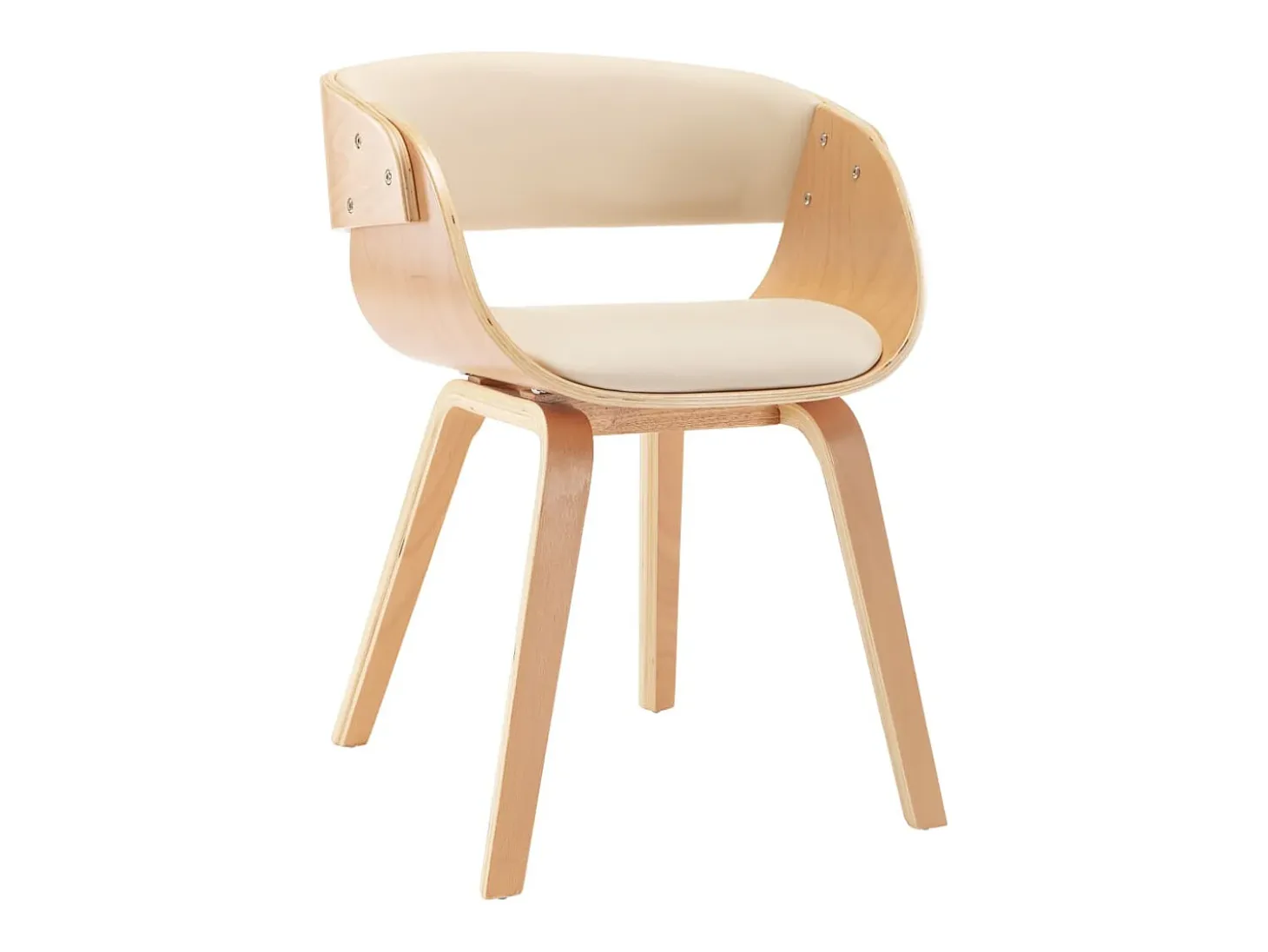 Silla de comedor madera curvada y cuero sintético crema