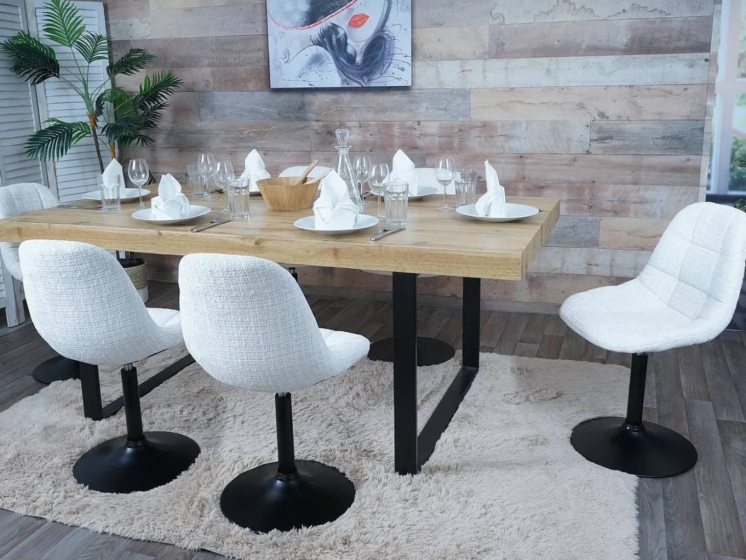 Silla de comedor MCW-A60, crema