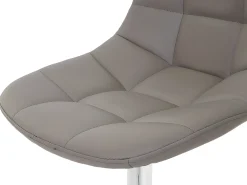 Silla de comedor MCW-A60, polipiel gris topo, base cromada
