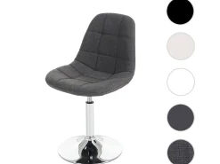 Silla de comedor MCW-A60, tela/textil gris claro, base cromada