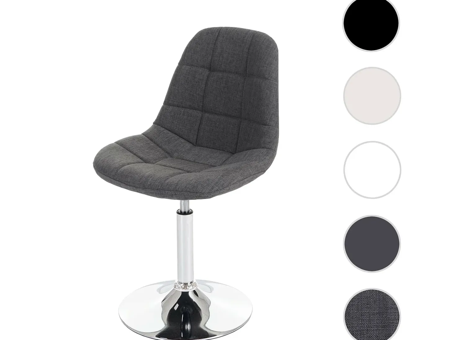 Silla de comedor MCW-A60, tela/textil gris claro, base cromada