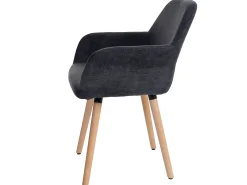 Silla de comedor MCW-A50 II, textil, gris, patas claras