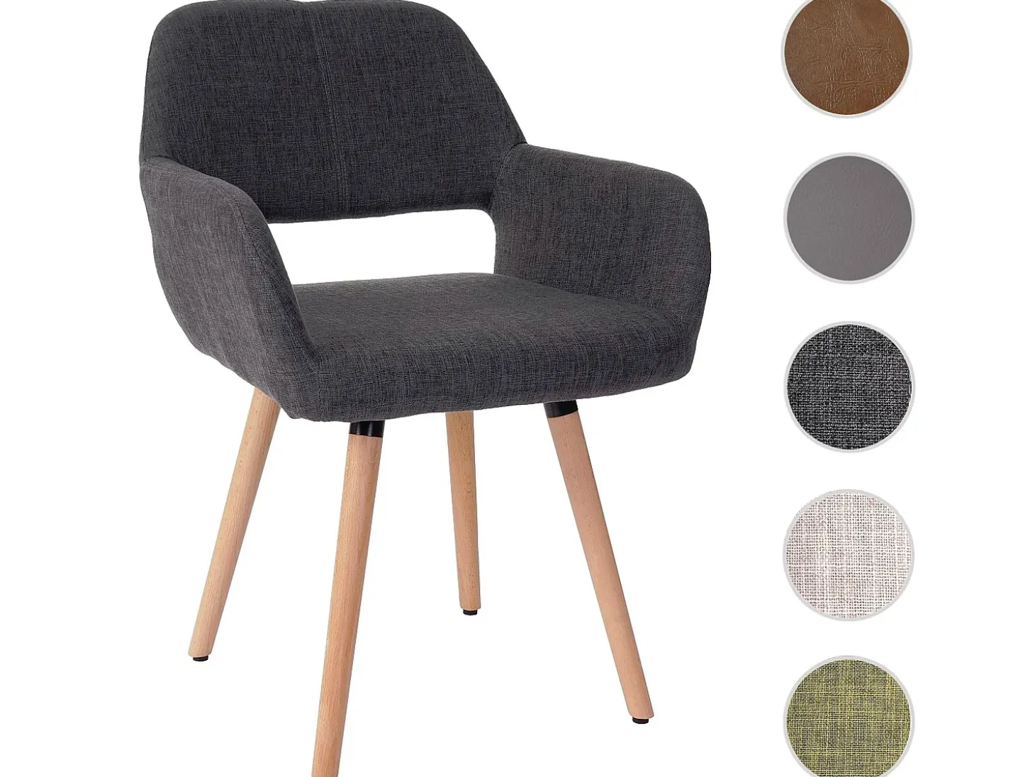 Silla de comedor MCW-A50 II, textil, gris, patas claras