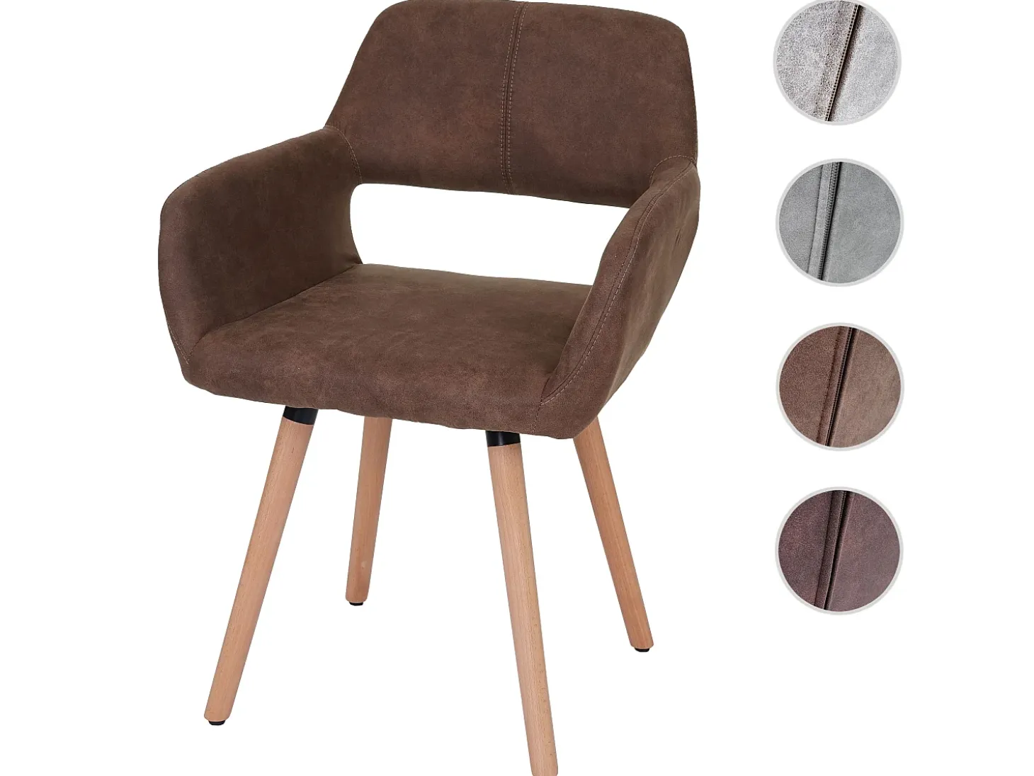 Silla de comedor MCW-A50 II, textil, vintage marrón, patas claras