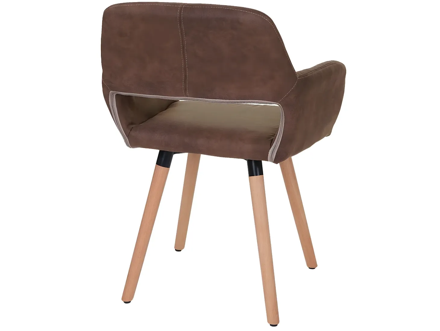 Silla de comedor MCW-A50 II, textil, vintage marrón, patas claras