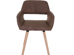 Silla de comedor MCW-A50 II, textil, vintage marrón, patas claras