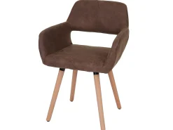 Silla de comedor MCW-A50 II, textil, vintage marrón, patas claras