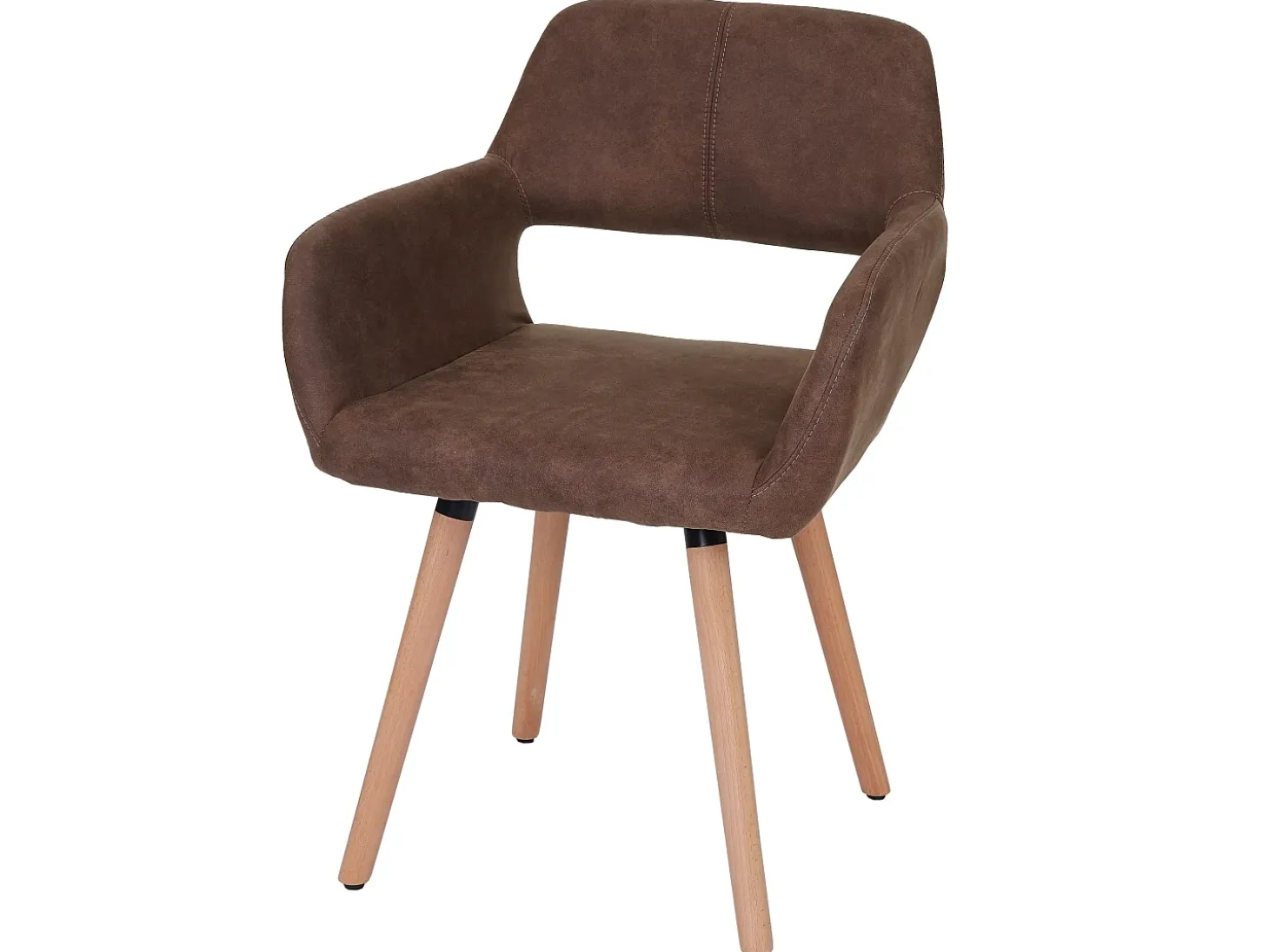 Silla de comedor MCW-A50 II, textil, vintage marrón, patas claras