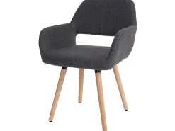 Silla de comedor MCW-A50 II (juego de 6), textil, gris, patas claras