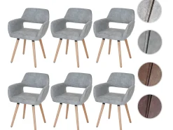 Silla de comedor MCW-A50 II (juego de 6), textil, vintage gris hormigón, patas ligeras