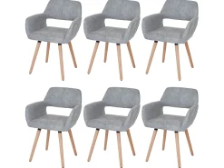 Silla de comedor MCW-A50 II (juego de 6), textil, vintage gris hormigón, patas ligeras