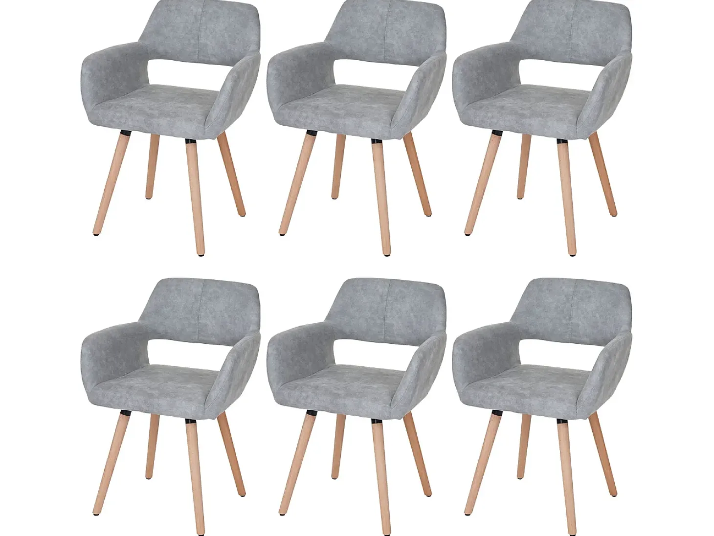 Silla de comedor MCW-A50 II (juego de 6), textil, vintage gris hormigón, patas ligeras