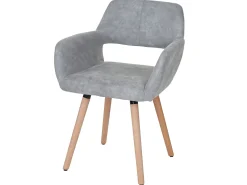 Silla de comedor MCW-A50 II (juego de 6), textil, vintage gris hormigón, patas ligeras