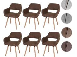 Silla de comedor MCW-A50 II (juego de 6), textil, vintage marrón, patas claras