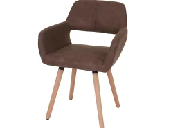 Silla de comedor MCW-A50 II (juego de 6), textil, vintage marrón, patas claras