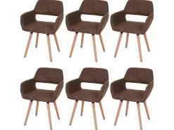 Silla de comedor MCW-A50 II (juego de 6), textil, vintage marrón, patas claras