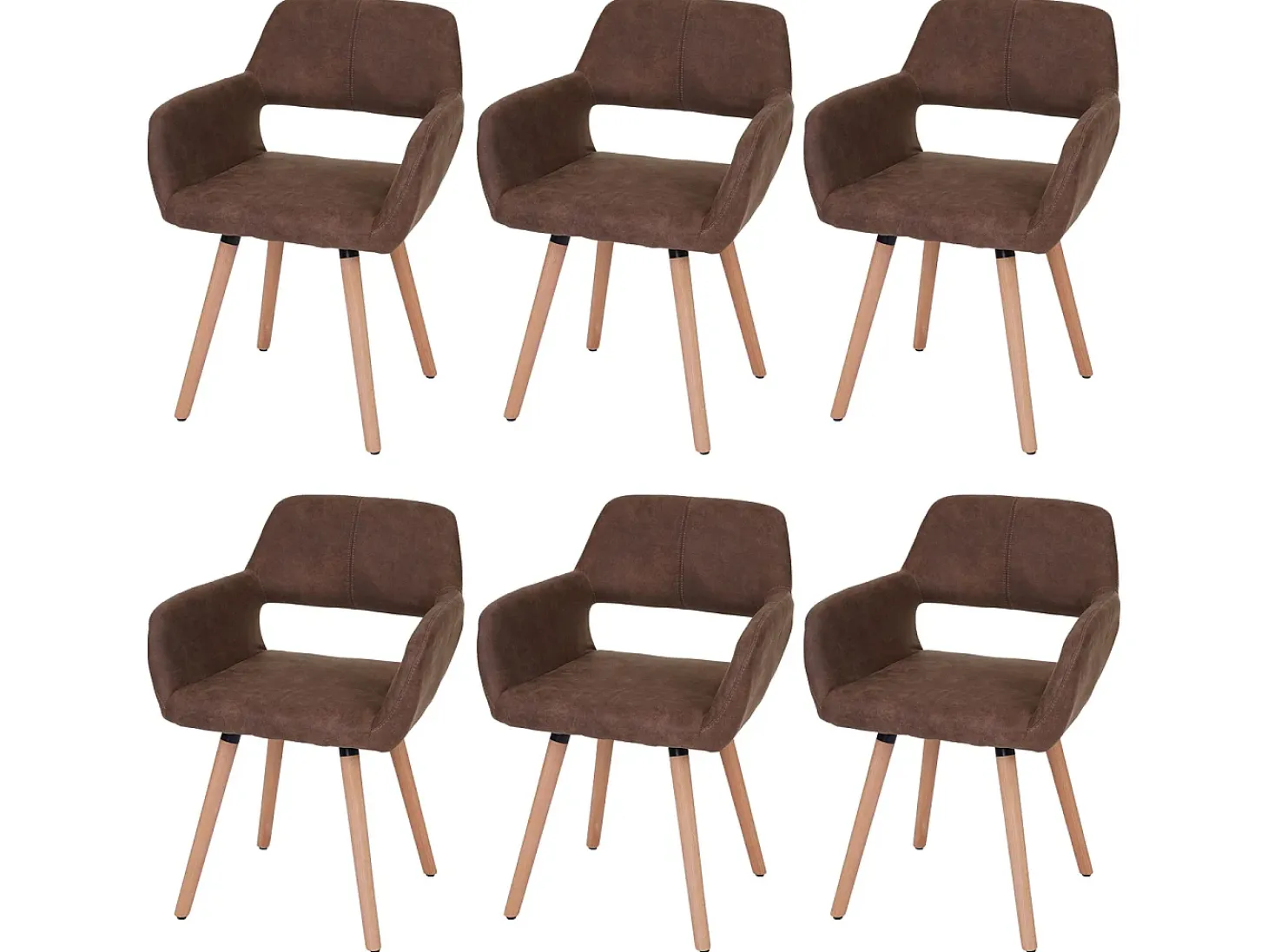 Silla de comedor MCW-A50 II (juego de 6), textil, vintage marrón, patas claras