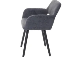 Silla de comedor MCW-A50 II (juego de 6), textil, gris, patas oscuras