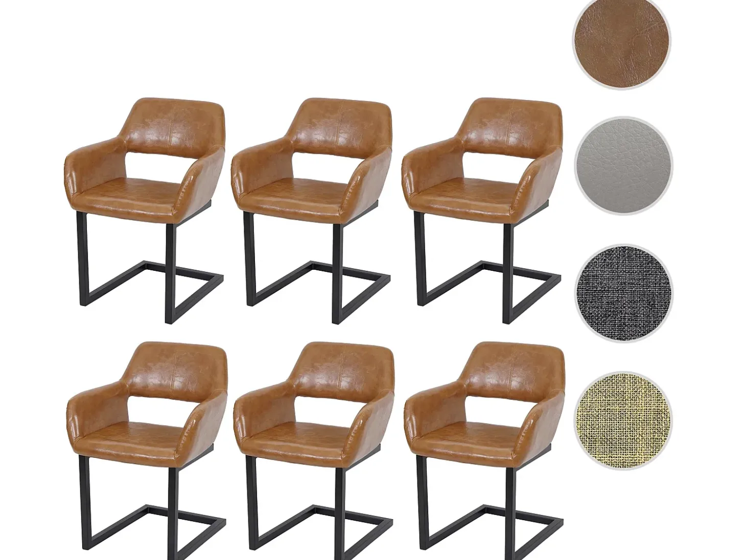 Silla de comedor MCW-A50 II (juego de 6), imitación piel, imitación ante