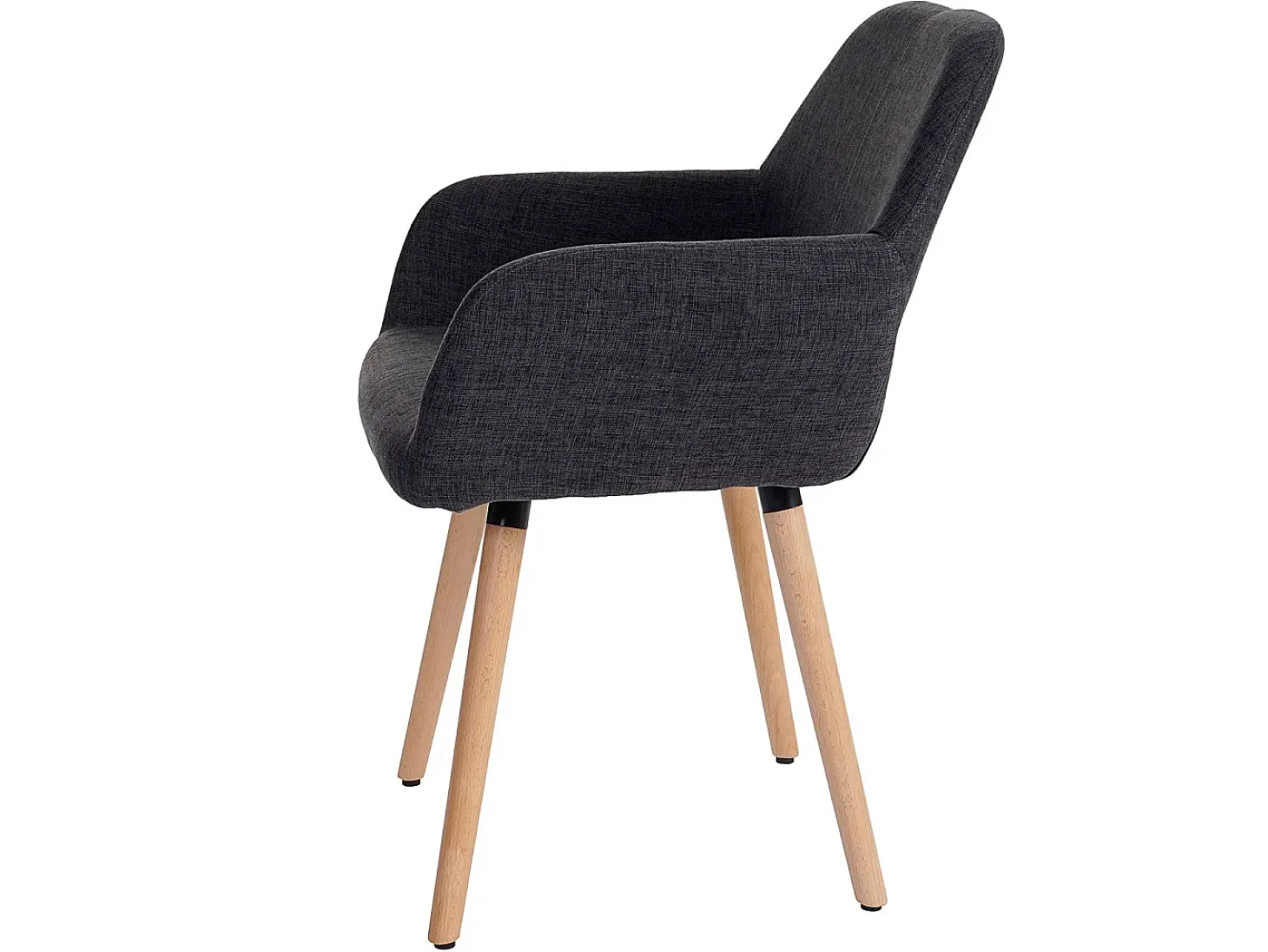 Silla de comedor MCW-A50 II (juego de 6), textil, gris oscuro, patas claras