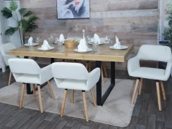 Silla de comedor MCW-A50 II (juego de 6), blanco crema