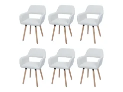 Silla de comedor MCW-A50 II (juego de 6), blanco crema
