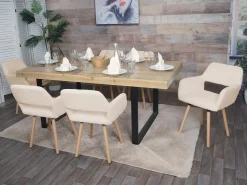 Silla de comedor MCW-A50 II (juego de 6), beige