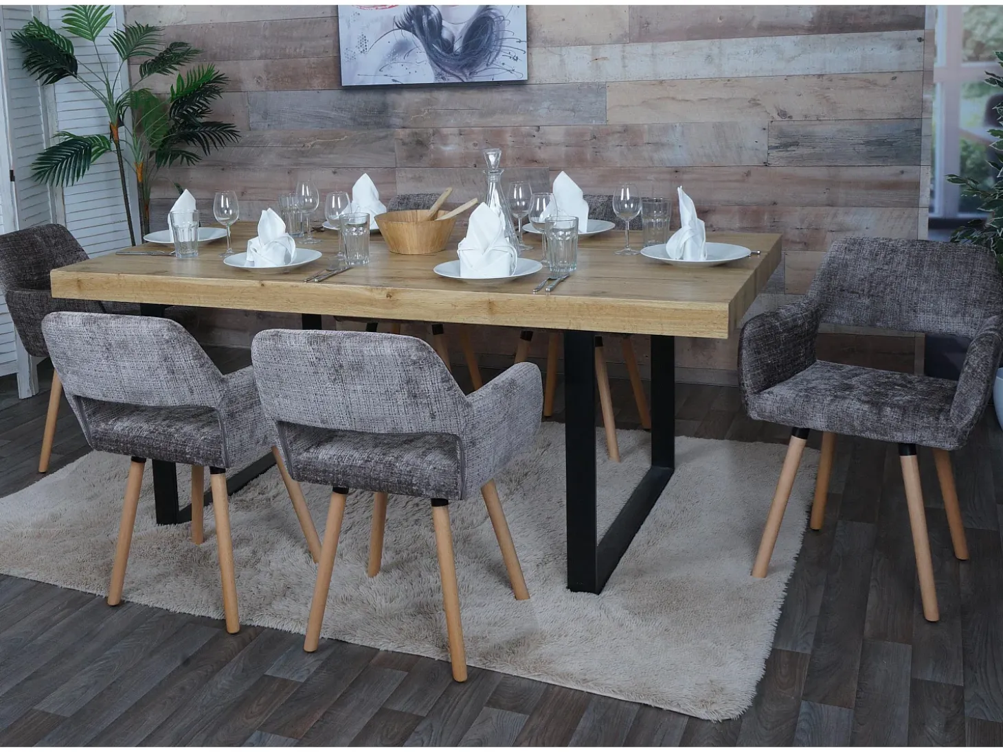 Silla de comedor MCW-A50 II (juego de 6), marrón