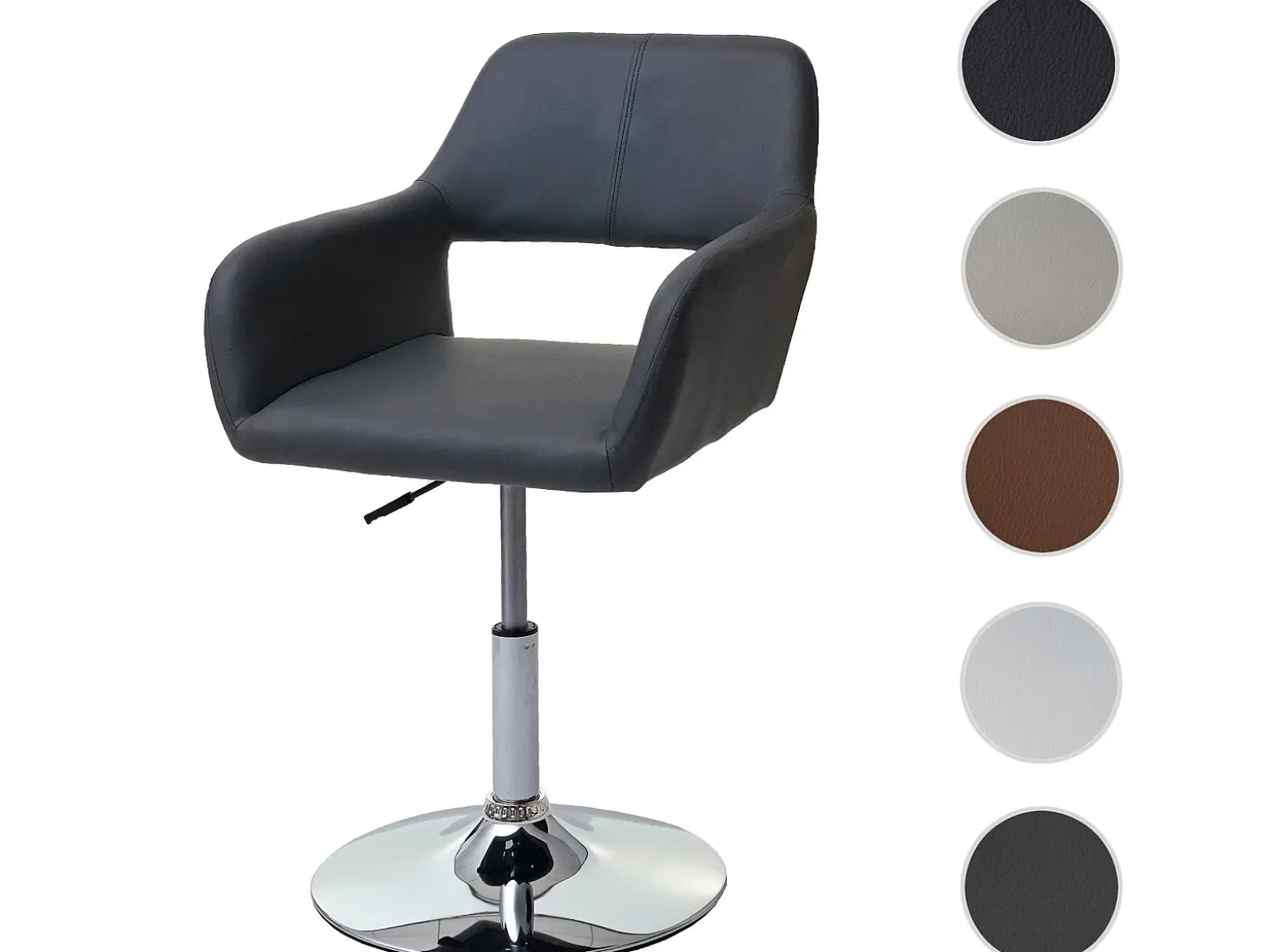 Silla de comedor MCW-A50 III, gris, base cromada