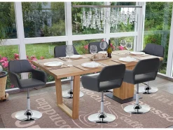 Silla de comedor MCW-A50 III, gris, base cromada
