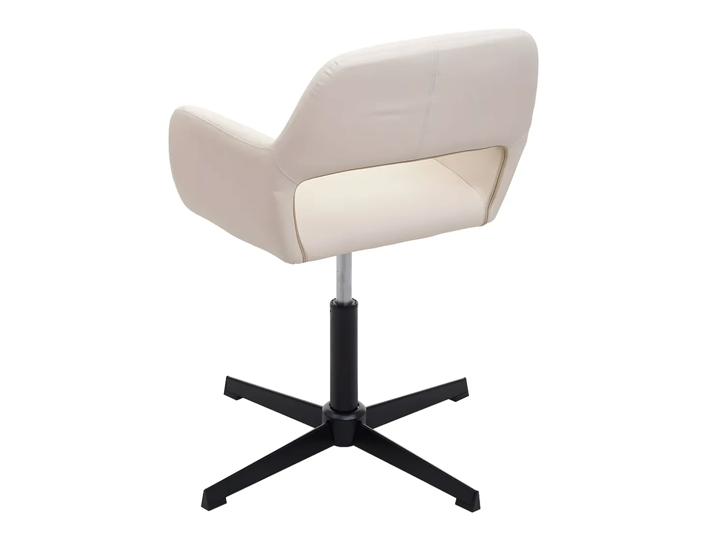 Silla de comedor MCW-A50 IV, polipiel crema, pie negro