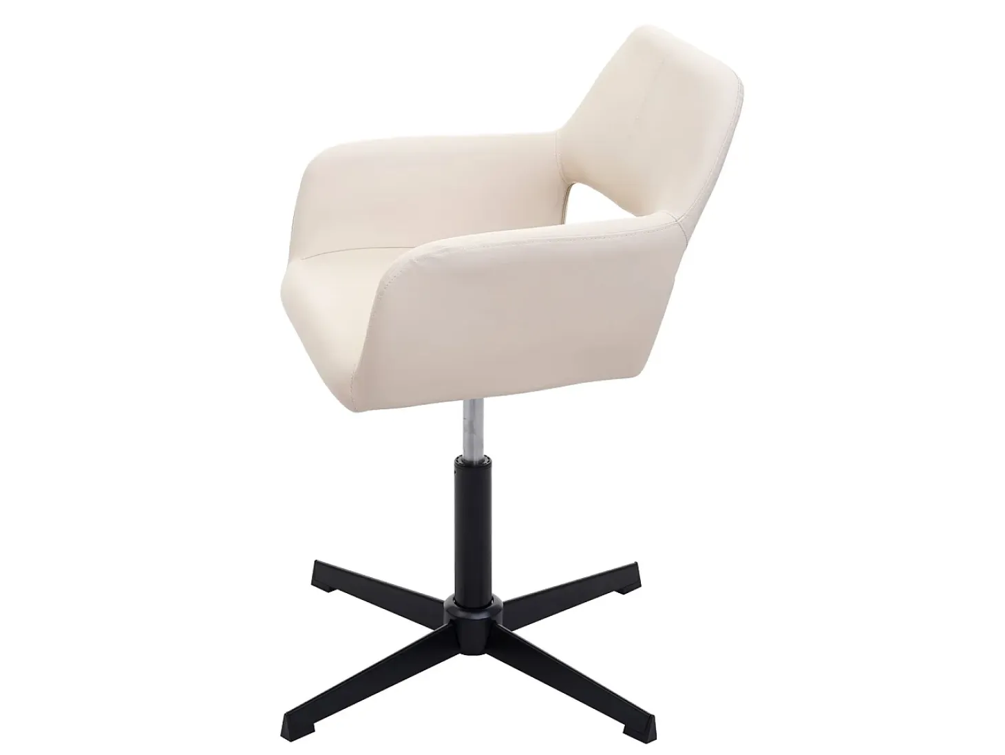Silla de comedor MCW-A50 IV, polipiel crema, pie negro
