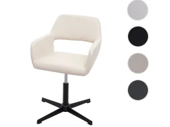 Silla de comedor MCW-A50 IV, polipiel crema, pie negro
