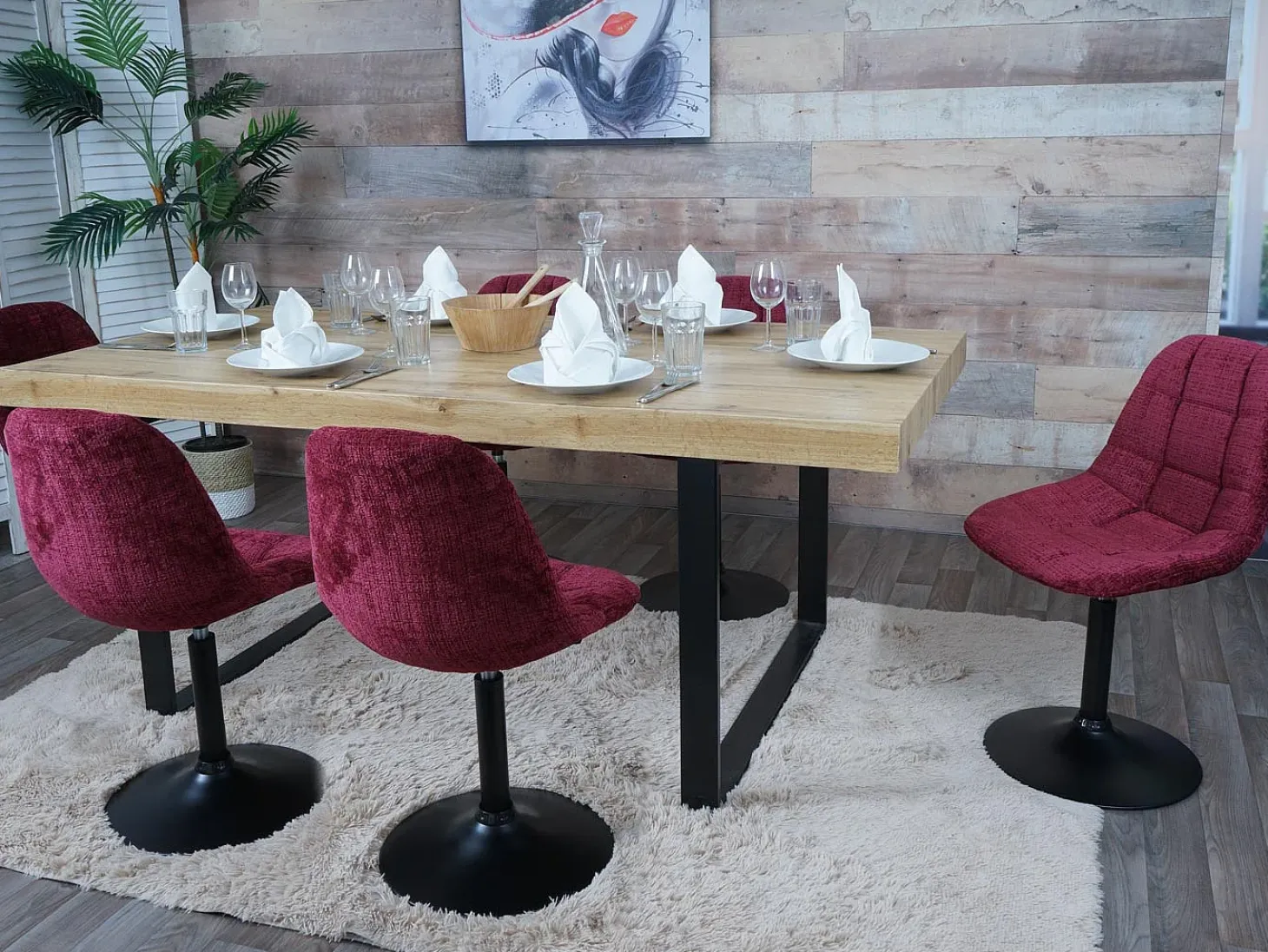 Silla de comedor MCW-A60 (juego de 2), burdeos