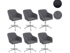 Silla de comedor MCW-A74 (juego de 6), textil, gris