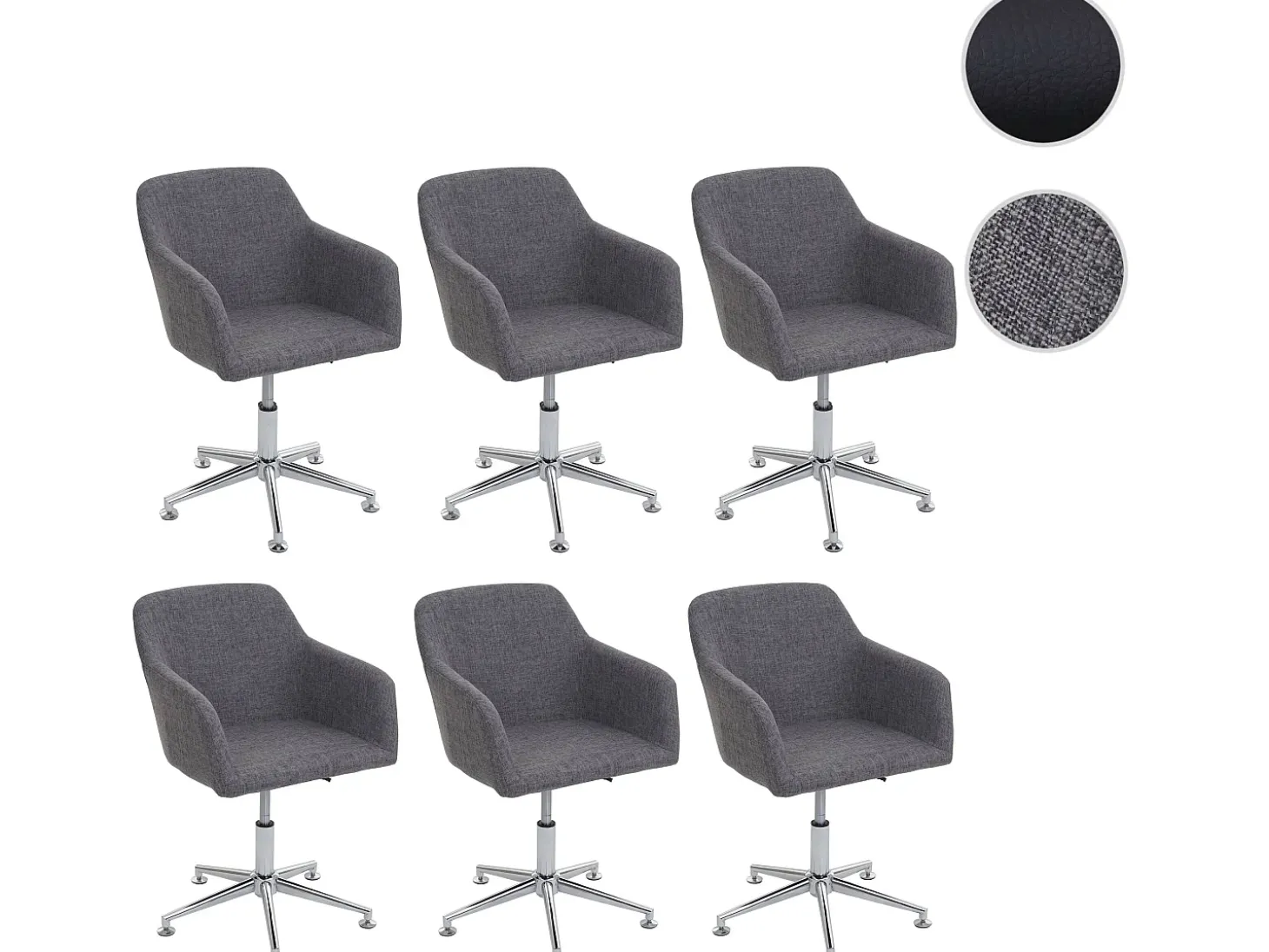 Silla de comedor MCW-A74 (juego de 6), textil, gris