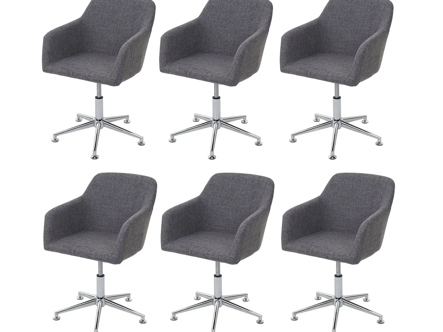 Silla de comedor MCW-A74 (juego de 6), textil, gris