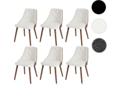 Silla de comedor MCW-A75 (juego de 6), polipiel blanca