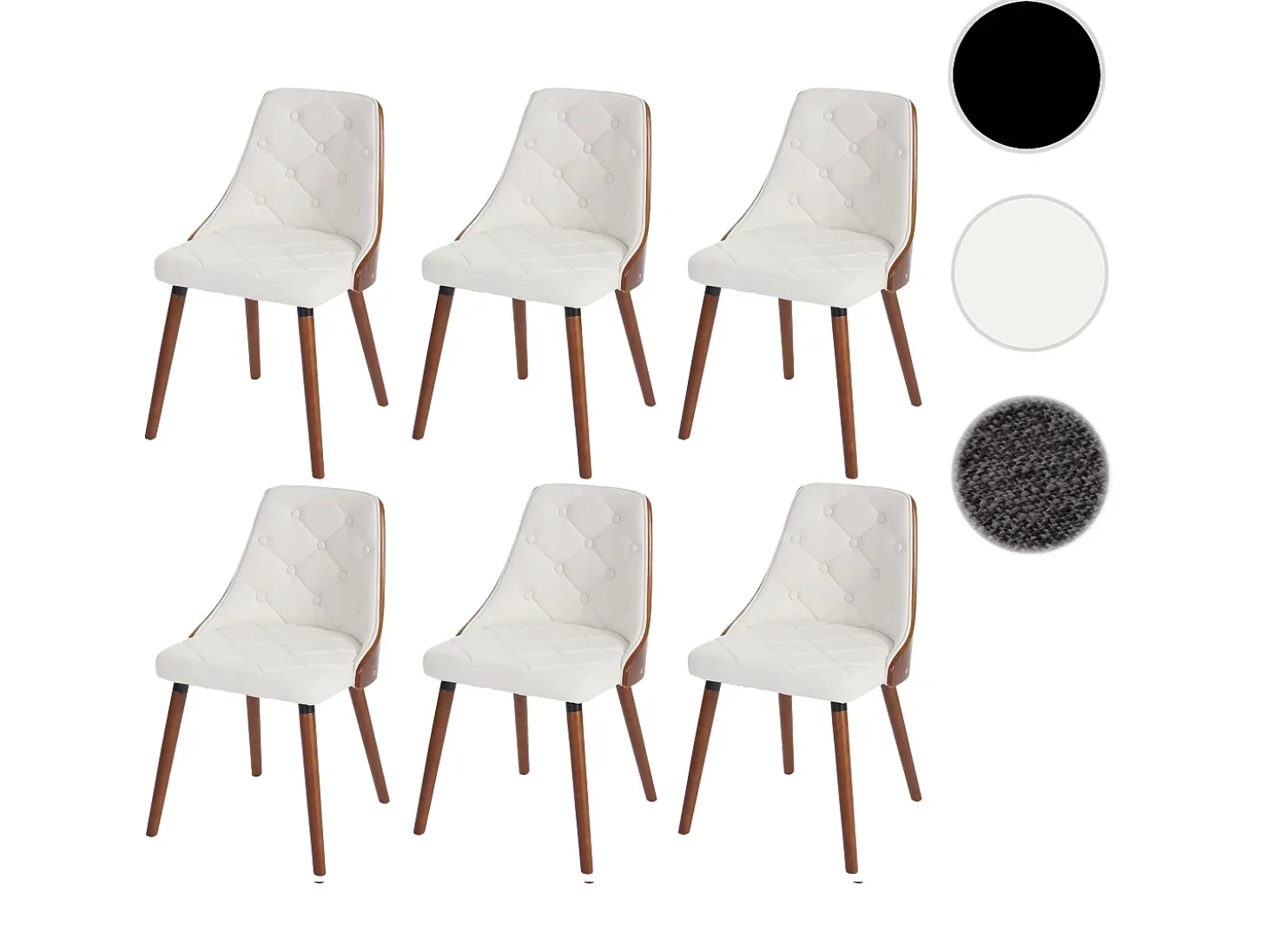 Silla de comedor MCW-A75 (juego de 6), polipiel blanca
