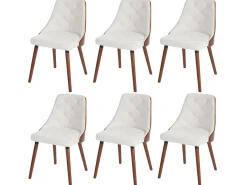 Silla de comedor MCW-A75 (juego de 6), polipiel blanca