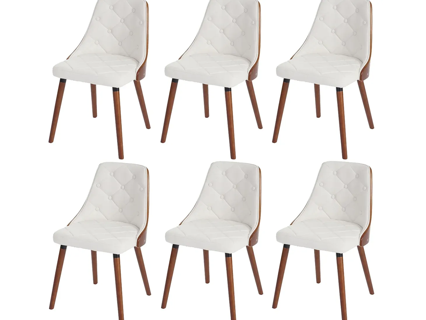 Silla de comedor MCW-A75 (juego de 6), polipiel blanca
