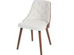Silla de comedor MCW-A75 (juego de 6), polipiel blanca
