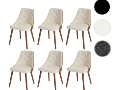 Silla de comedor MCW-A75 (juego de 6), piel artificial crema