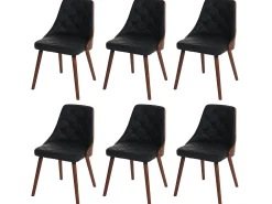 Silla de comedor MCW-A75 (juego de 6), imitación cuero negro