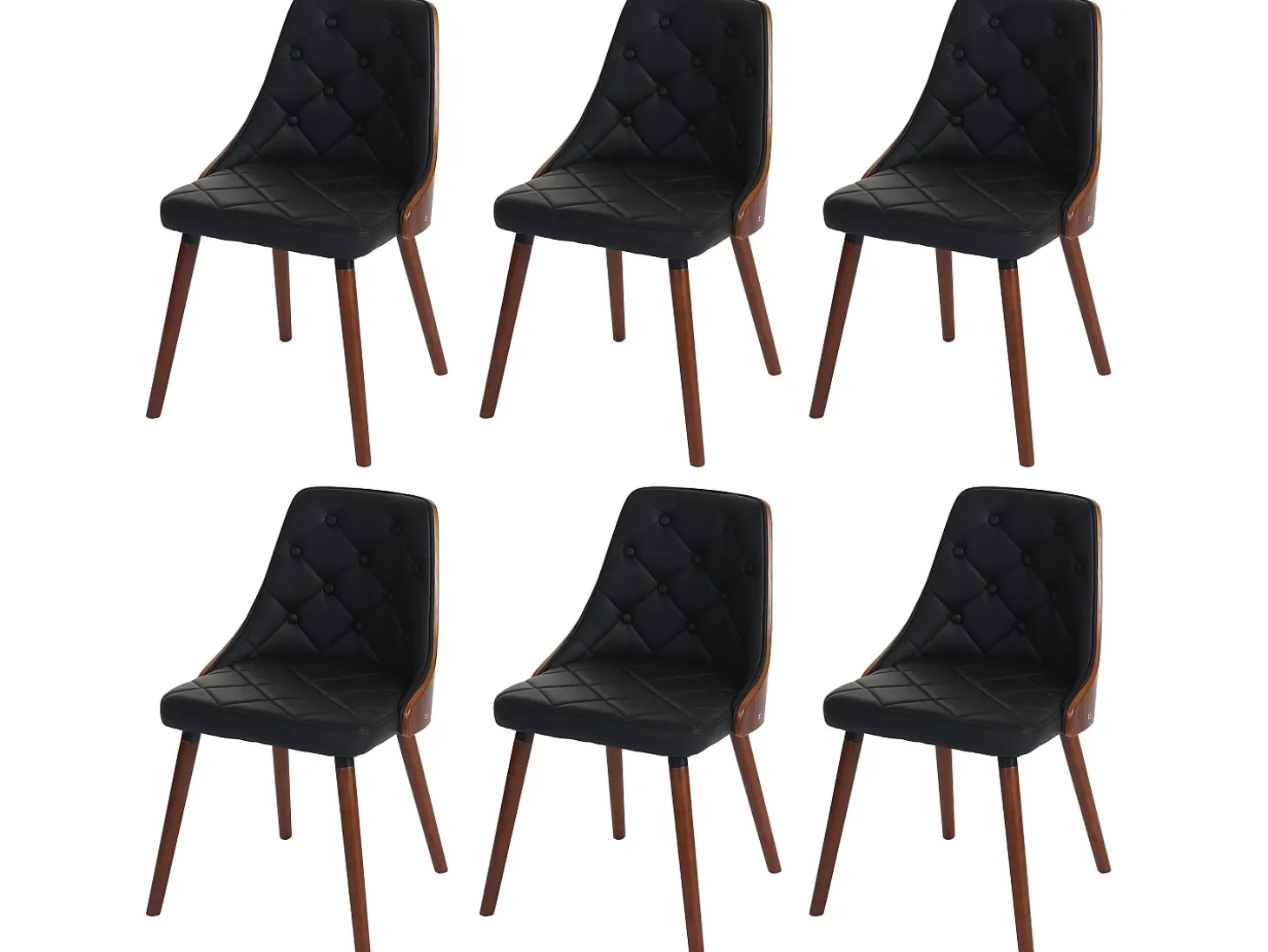 Silla de comedor MCW-A75 (juego de 6), imitación cuero negro