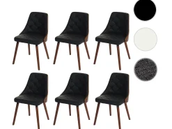 Silla de comedor MCW-A75 (juego de 6), imitación cuero negro