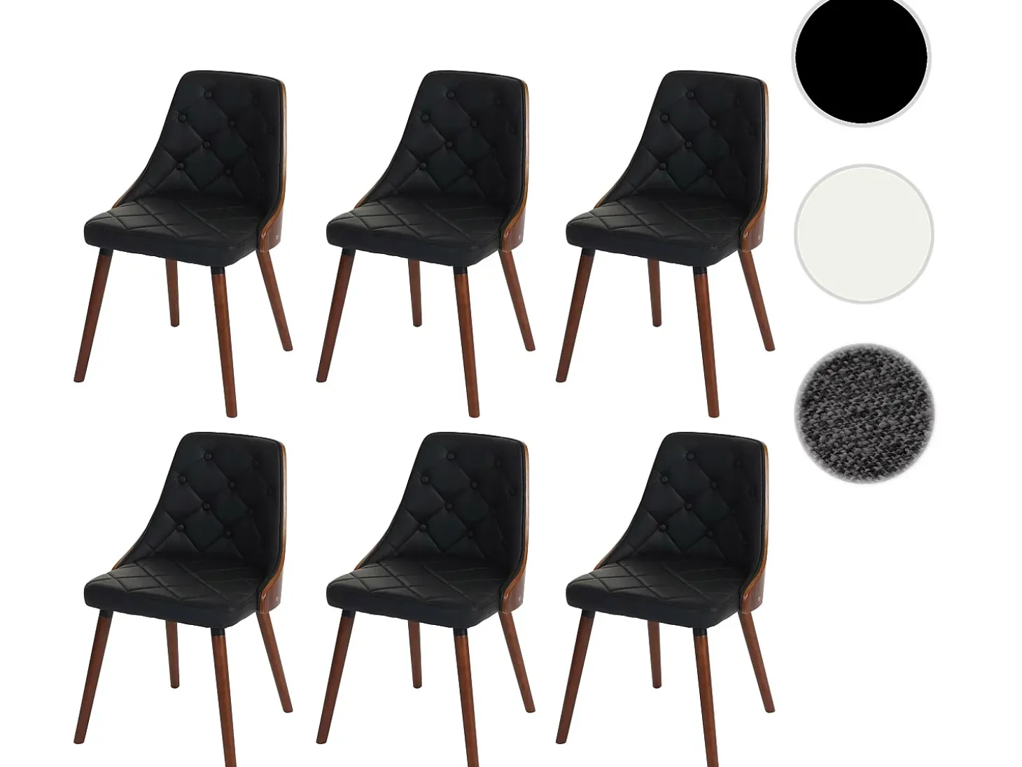 Silla de comedor MCW-A75 (juego de 6), imitación cuero negro