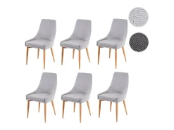 Silla de comedor MCW-B44 II (juego de 6), tela/textil gris