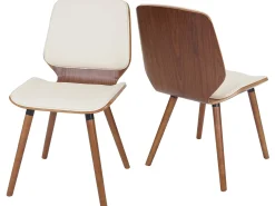 Silla de comedor MCW-B16 (juego de 2), piel sintética color crema